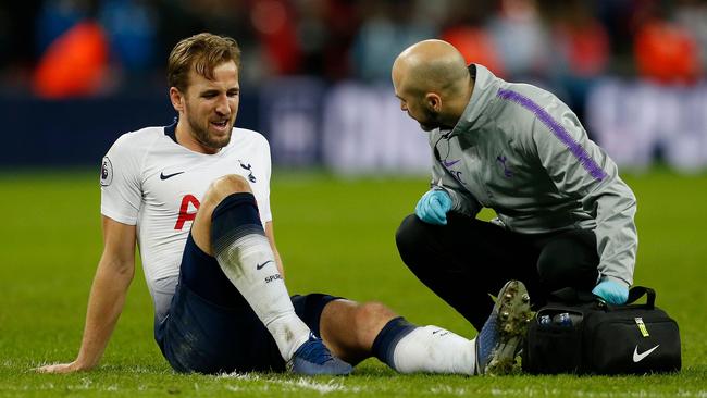 Harry Kane is set to miss two months of football as he recovers from an ankle injury. Picture: AFP