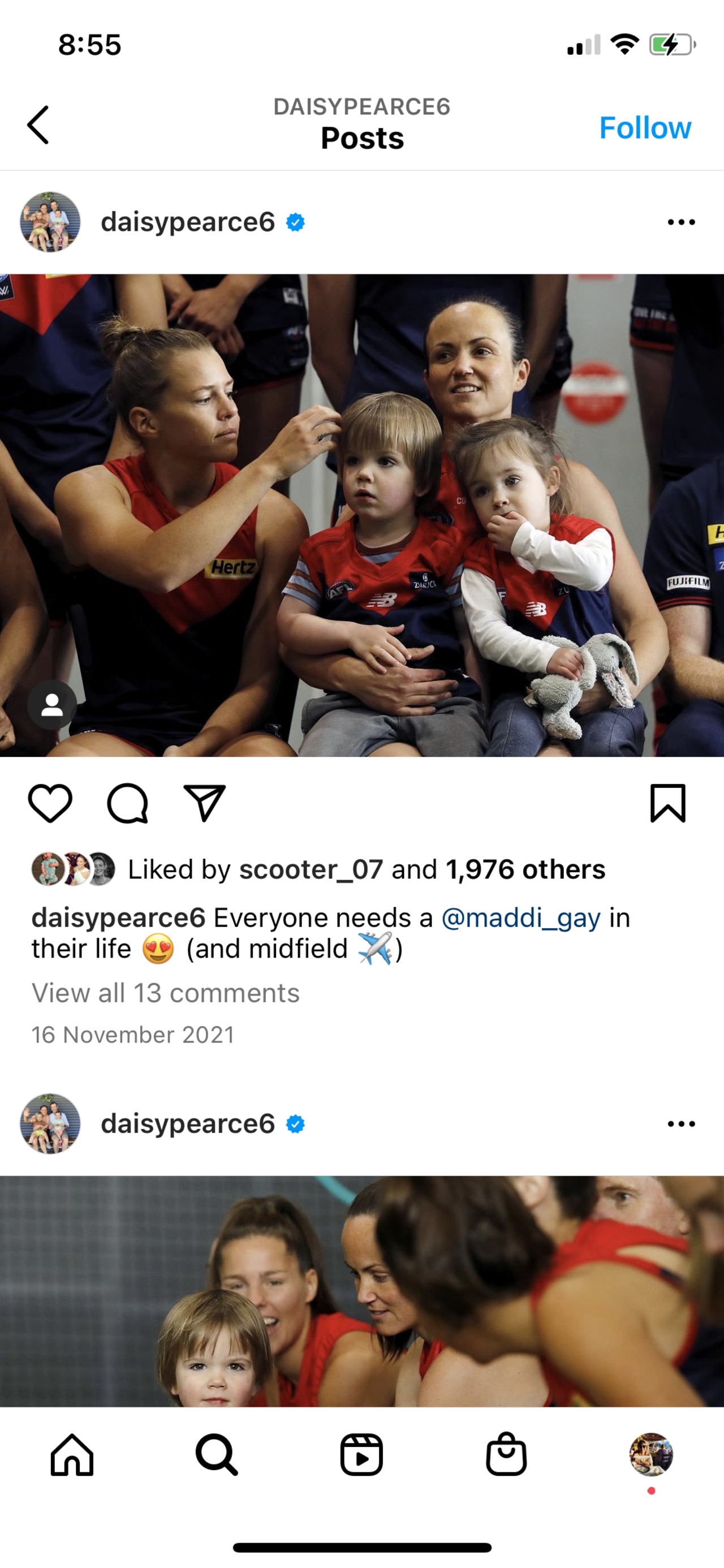 Daisy Pearce and twins Roy and Sylvie on team photo day. Picture: Instagram