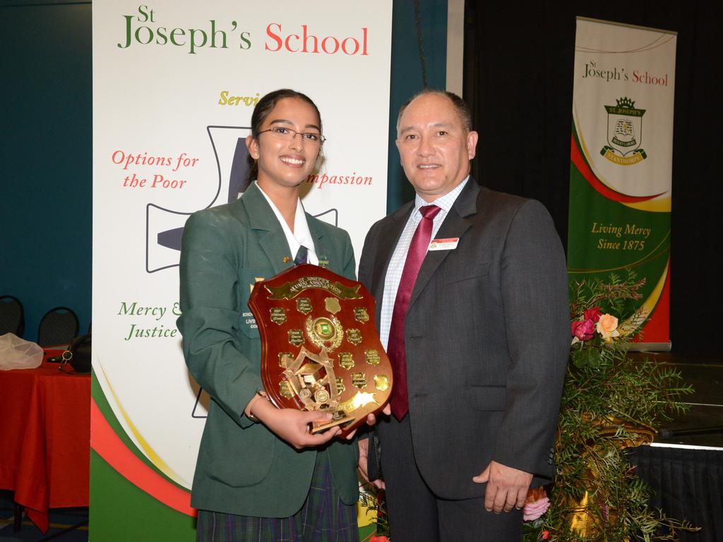 St Joseph's Dux of St Joseph's School, Ann Mary Vincent with Principal Andrew Kendall in 2018 (Photo: File)