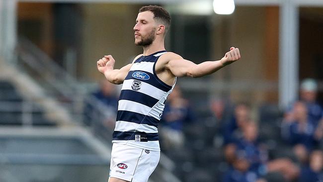 Sam Menegola is arguably Geelong’s most improved player in 2020. Picture: Jono Searle/AFL Photos/via Getty Images