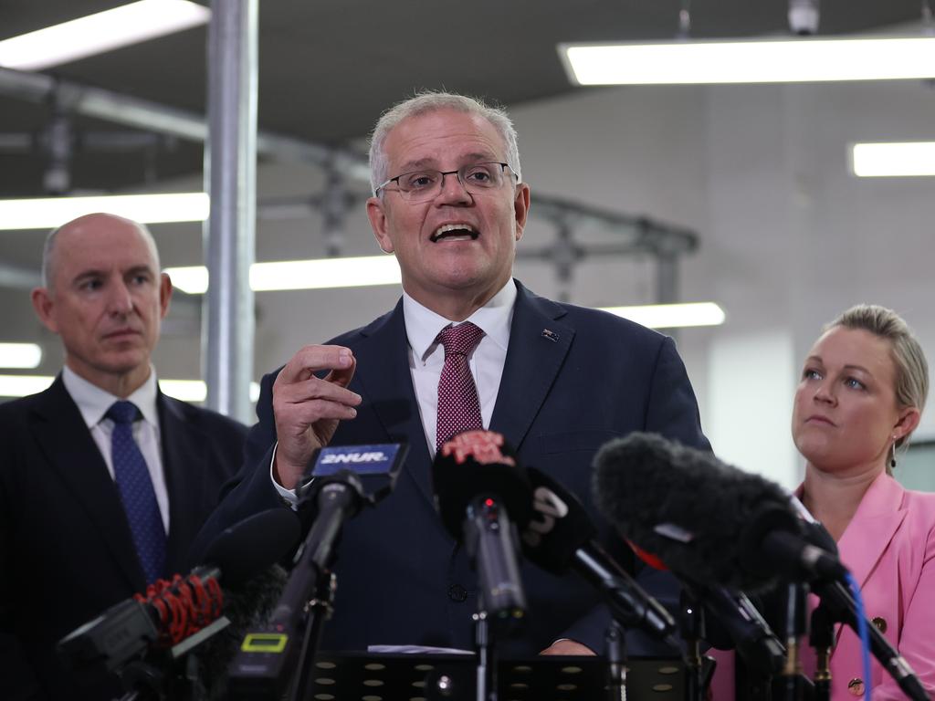 Prime Minister Scott Morrison made the remarks during a press conference in the electorate of Shortland in Newcastle, NSW. Picture: Jason Edwards