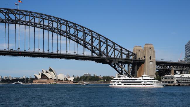 Larger cruise ships are unable to fit under the Sydney Harbour Bridge. Picture: NCA NewsWire / Gaye Gerard