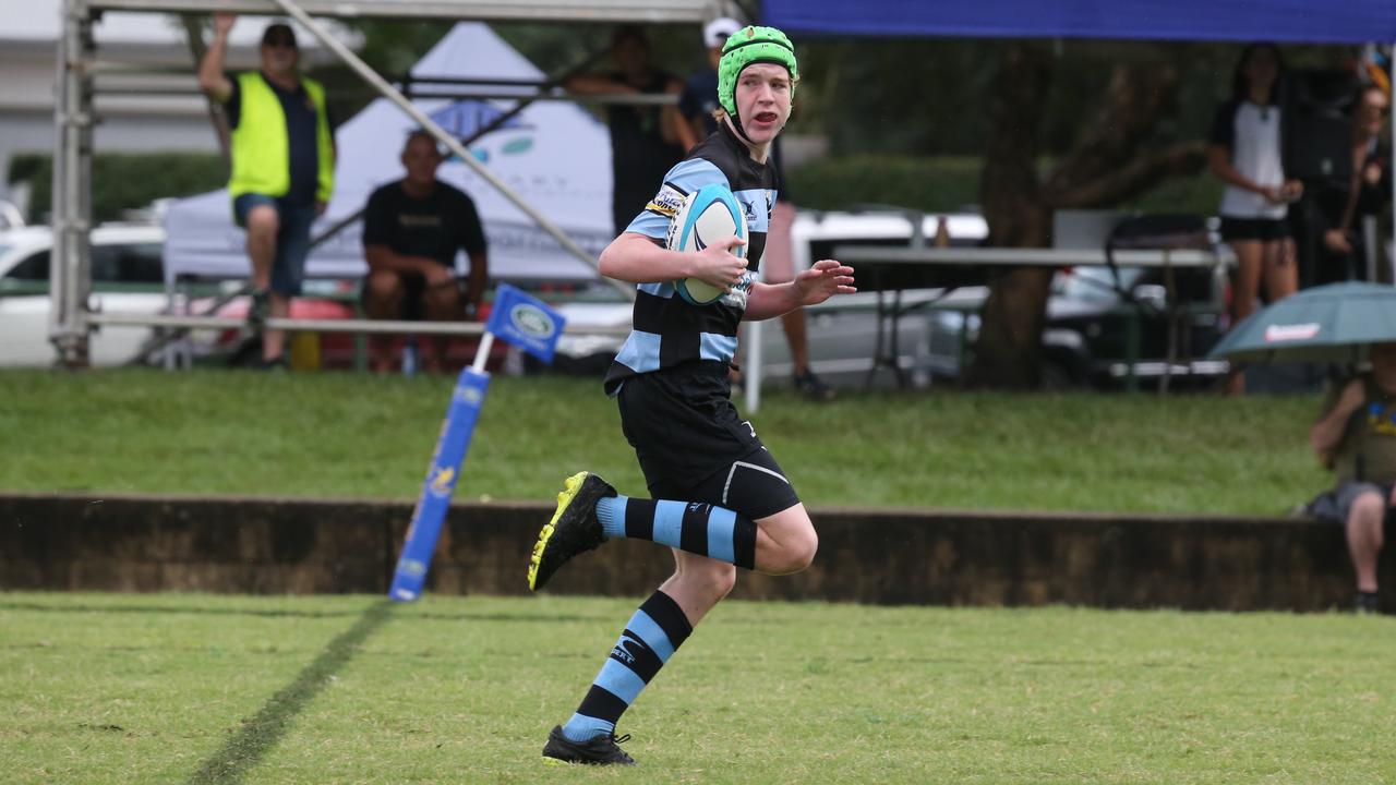 Maroochydore Swans under 14s player Daniel Fraser in action at the 2022 King of the Country Tournament. Picture: Mike Batterham