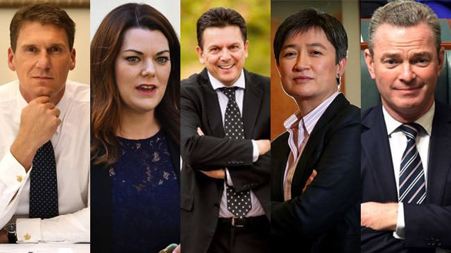 SA politicians: Liberal Seantor Cory Bernardi, Greens Senator Sarah Hanson-Young, Independent Senator Nick Xenophon, Labor Senator Penny Wong, and Industry, Innovation and Science Minister Christopher Pyne.