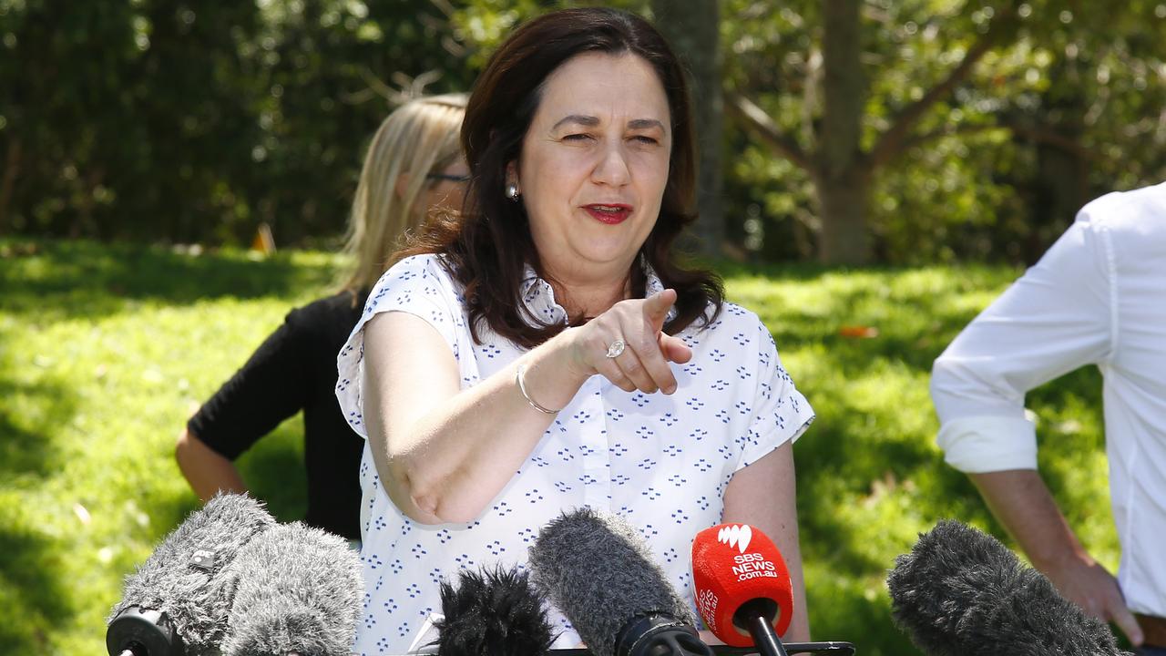 The premier was again flooded with questions over her border policy. Picture: NCA NewsWire/Tertius Pickard