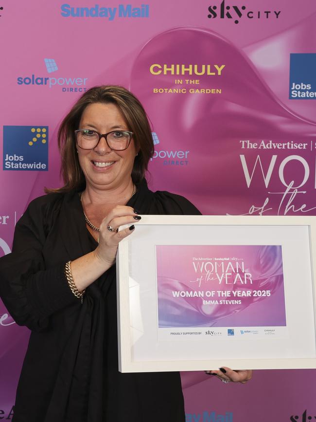 Woman of the Year Emma Stevens at The Advertiser’s Woman of the Year Awards. Picture: Brett Hartwig