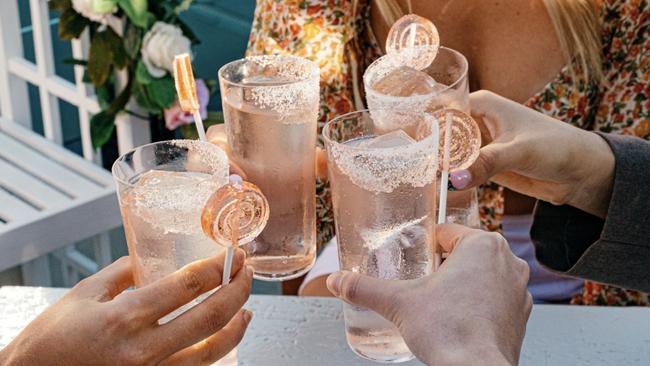 Rialto Bellinis at Cielo, which come garnished with "edible signature stamps".