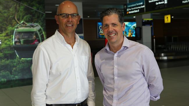 Cairns Airport CEO Richard Barker and Tourism Tropical North CEO Mark Olsen. Picture: Jack Lawrie.