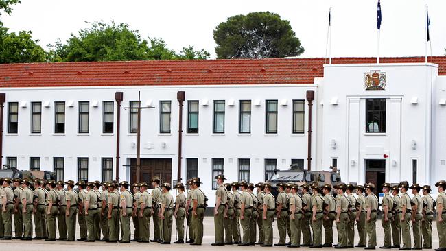 Centenary Parade of units of 9th Brigade, Australian Army at the Torrens Parade Ground in the city. Picture: Calum Robertson