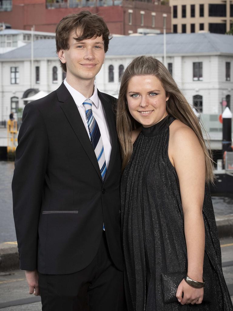 Hobart College leavers Dinner 2021 at the Hobart Function and Conference Centre, Nathan Smith and Lottee Mansfield. Picture: Chris Kidd