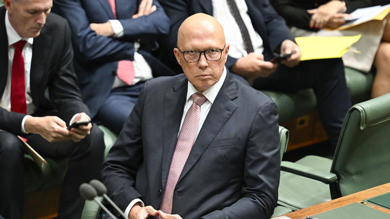 Leader of the Opposition Peter Dutton during Question Time at Parliament House in Canberra. Picture: NewsWire / Martin Ollman