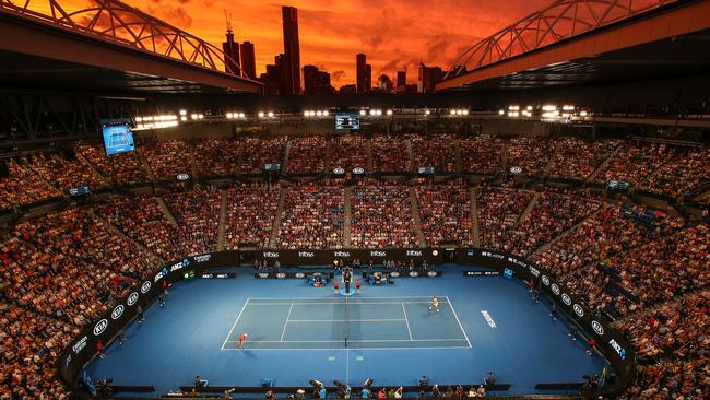 A packed crowd watches young Aussie Alex De Minaur take on Rafael Nadal at Rod Laver Arena in the third round of the Australian Open. Picture: Scott Barbour/Getty Images