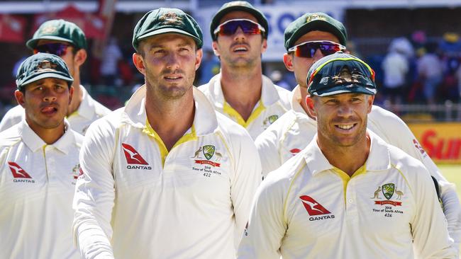 David Warner, right, is due to make a statement on the scandal on Saturday. (AP Photo/Michael Sheehan)