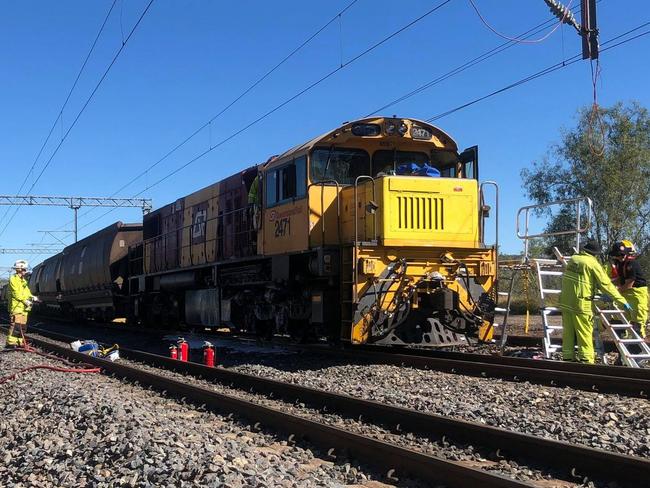 RACQ CapRescue airlifted one male patient in his mid-40's suffering suspected fractures to their leg and arm, in addition to a head and possible spinal injuries after a train collision at Westwood on Friday.