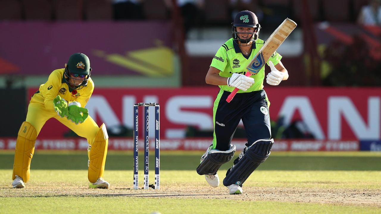 Gabby Lewis, of Ireland, bats against Australia in their World Twenty20 clash. Picture: Getty