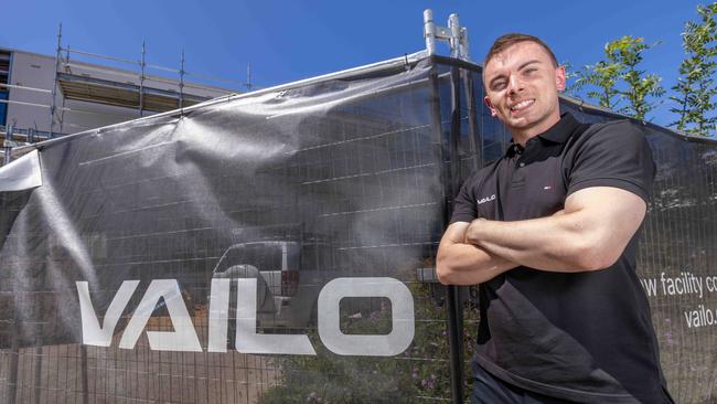 Vailo founder Aaron Hickmann outside the Wayville building earlier this year. Picture: Ben Clark