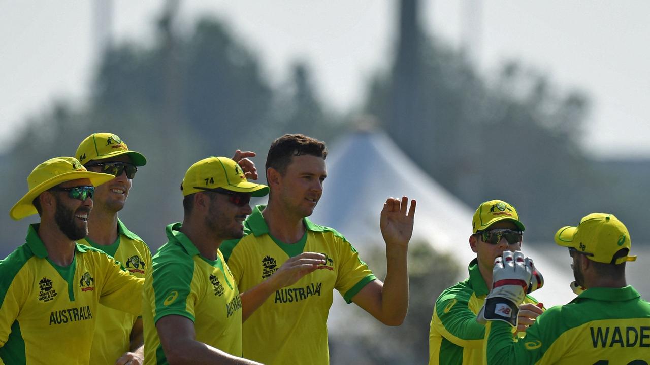 Josh Hazlewood won player of the match after an inspired effort with ball in hand. Picture: AFP.