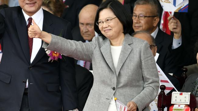 Taiwanese President Tsai Ing-wen at National Day celebrations in Taipei yesterday. Picture: AFP