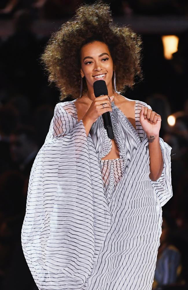 Solange Knowles speaks onstage during The 59th GRAMMY Awards at STAPLES Center on February 12, 2017 in Los Angeles, California. Picture: Getty