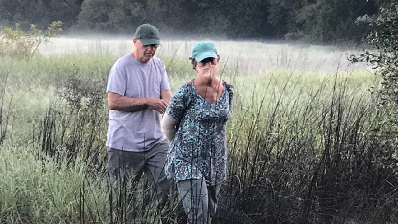 Parents of Brian Laundrie, Chris and Roberta, caught on camera at the Myakkahatchee Creek preserve where their son’s remains were found. Picture: Fox News