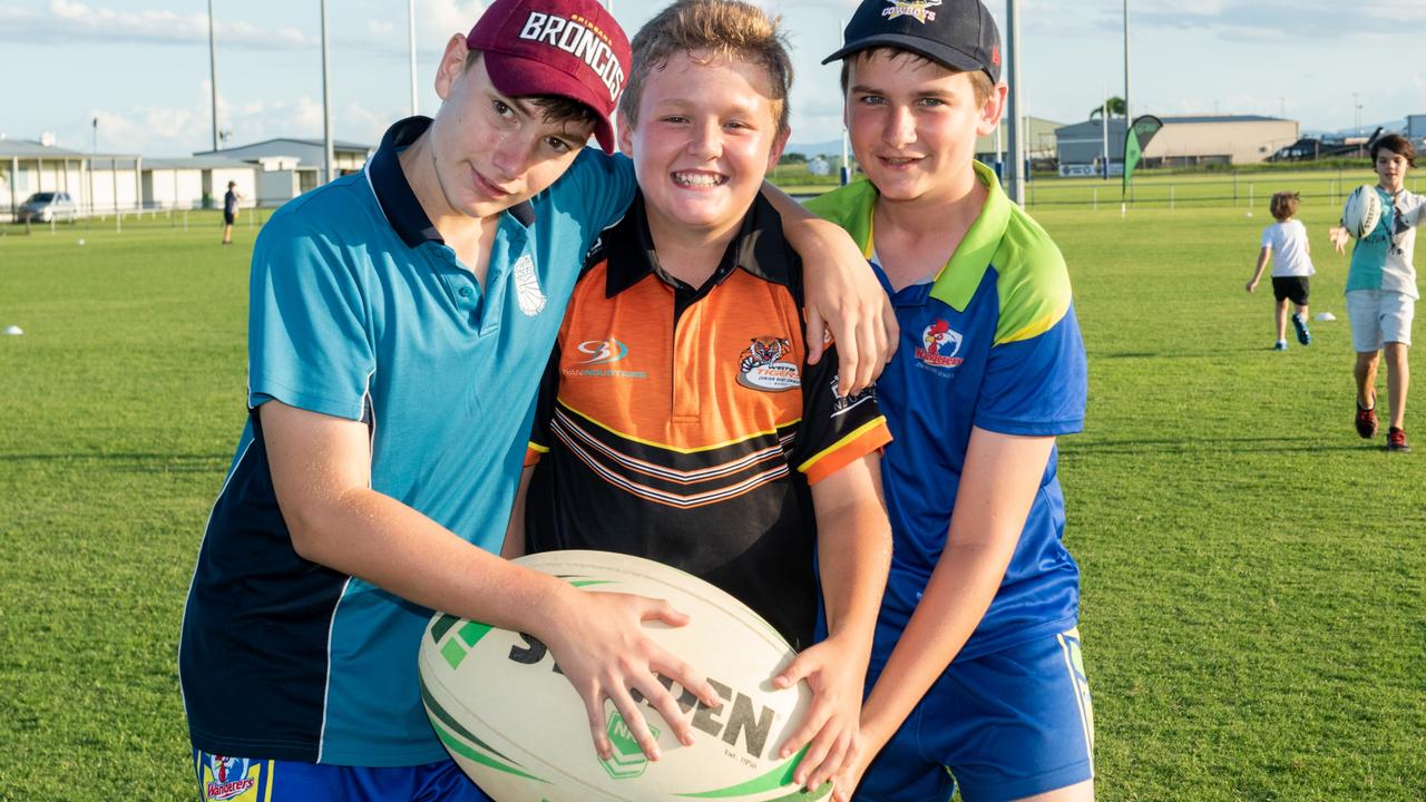 Nate Faulkner, Lucas Aslette and Connor Peno at The Festival of Rugby League. Picture: Michaela Harlow