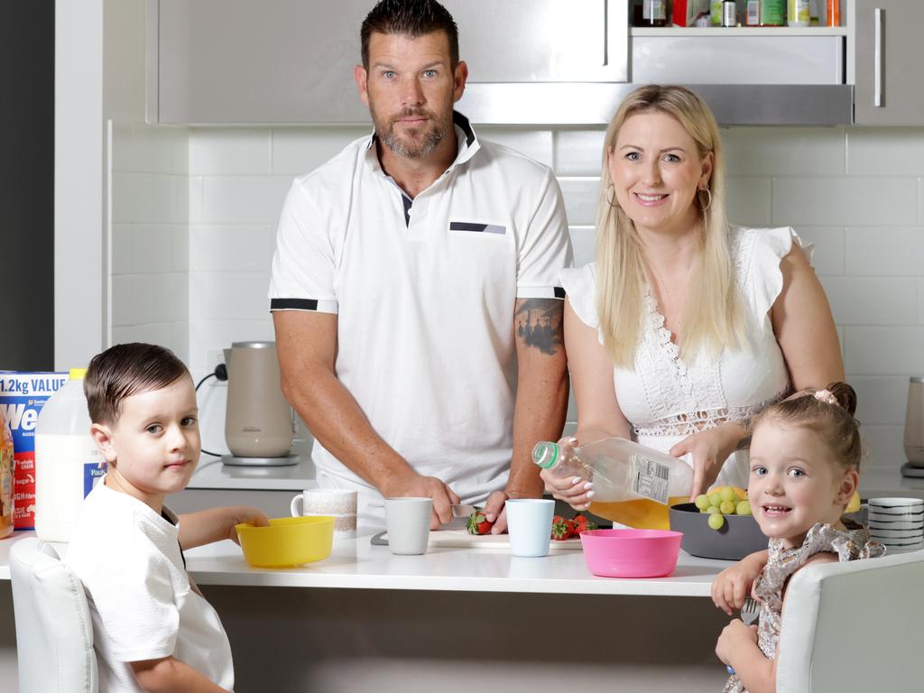 Matt and Nikki Fielding with Noah, 7yrs, and Isla, 4. Picture: Steve Pohlner