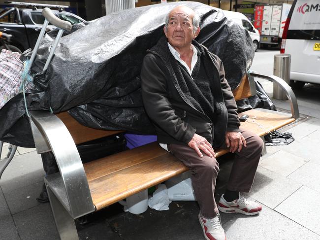 Ronny Ng has been on the same bench on Pitt St in Sydney since 1997. Picture: John Grainger