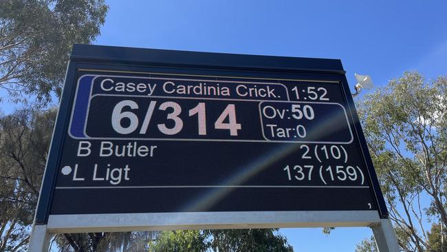 The scoreboard at Walter Galt Reserve.