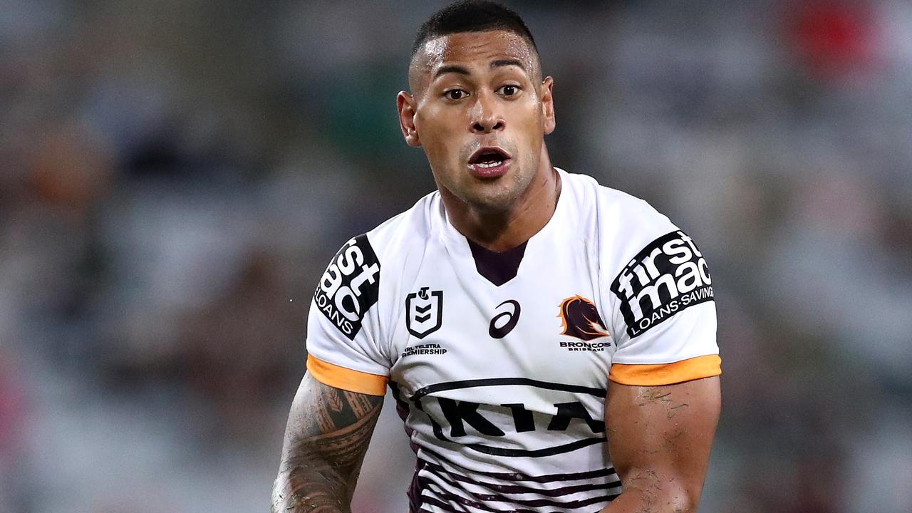 Jamayne Isaako of the Dolphins celebrates a try during the NRL Round 12  match between the Redcliffe Dolphins and the Melbourne Storm at Suncorp  Stadium in Brisbane, Saturday, May 20, 2023. (AAP