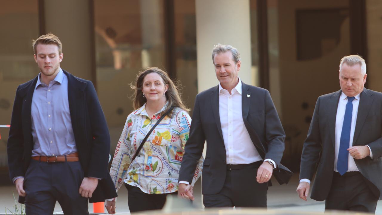 Michael Ferguson with his wife, their son and Premier Jeremy Rockliff as he steps down as Deputy Premier and Treasurer. Picture: Craig Herbert