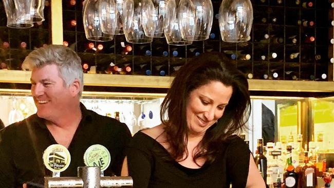 Stuart MacGill and his partner Maria O’Meagher at their Neutral Bay restaurant Aristotle’s, which closed this year. Picture: Instagram