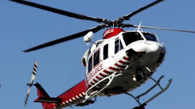 A person has been flown to hospital after a car and truck collided at Wahgunyah.