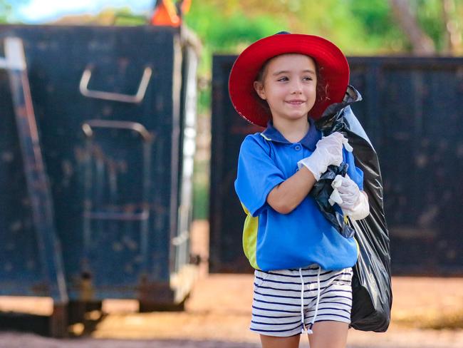 Scout Gardner 7  joins Darwin Off Road Cyclists as they host a Clean Up Australia day event to preserve off road tracks at Lee Point. Picture Glenn Campbell