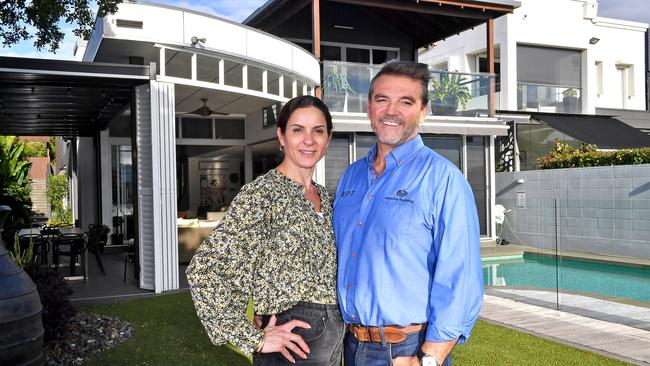 Luisa Nardi-Scott and Grant Scott at their Brisbane home. Picture: John Gass