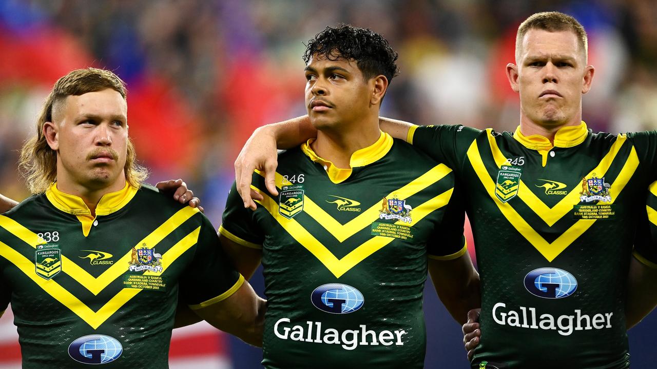 Johnathan Thurston has defended Kangaroos players who chose not to sing the national anthem on Saturday night. Picture: Ian Hitchcock/Getty Images