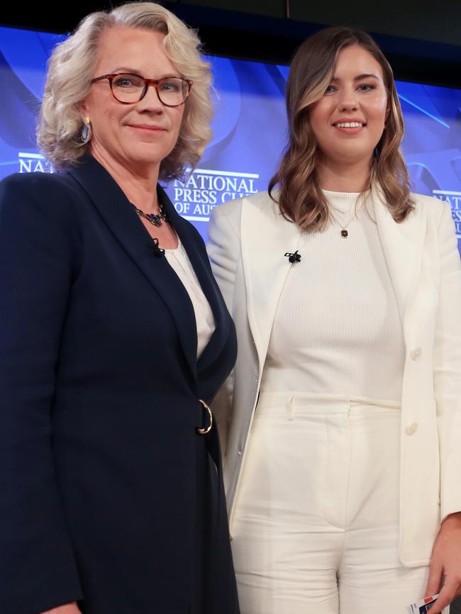 National Press Club president Laura Tingle with Higgins last year. Picture: Getty Images