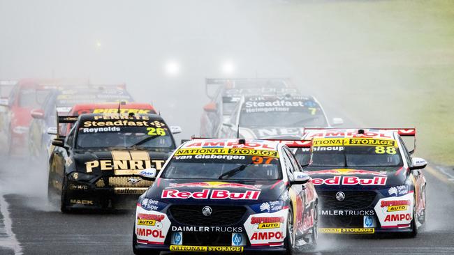 MELBOURNE, AUSTRALIA - MARCH 21: (EDITORS NOTE: A polarizing filter was used for this image.) Shane van Gisbergen drives the #97 Red Bull Ampol Holden Commodore ZB during race 3 of the Sandown SuperSprint which is part of the 2021 Supercars Championship, at Sandown International Motor Raceway on March 21, 2021 in Melbourne, Australia. (Photo by Daniel Kalisz/Getty Images)