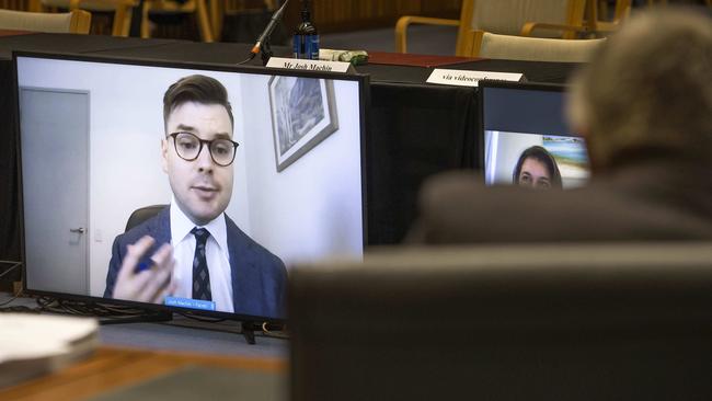 Meta Australia public policy head Josh Machin, pictured appearing at a Senate hearing, announced changes before Australia’s federal election. Picture: NCA NewsWire / Gary Ramage