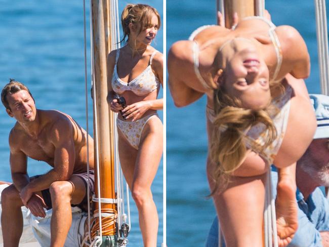 Glenn Powell and Sydney Sweeney were spotted on Sydney harbour filming their latest movie.