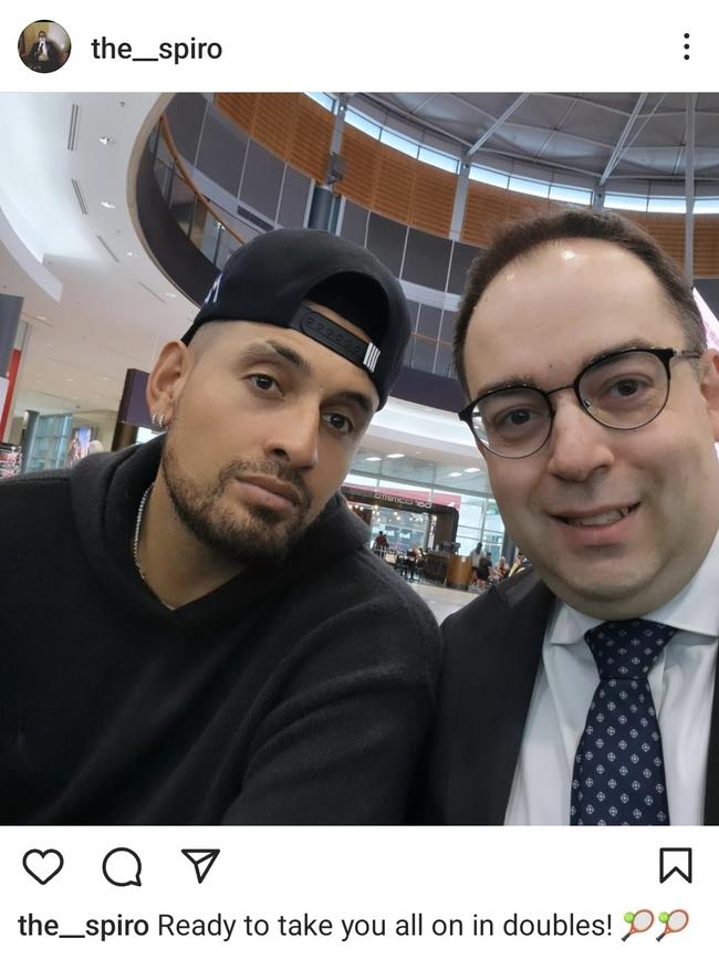 Nick Kyrgios, left, poses for a selfie with Spiro Premetis.