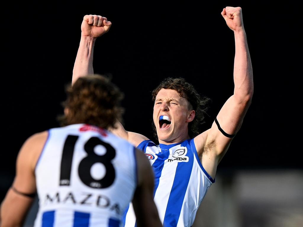 Nick Larkey bagged nine goals in the win over Gold Coast. Picture: Steve Bell/Getty Images