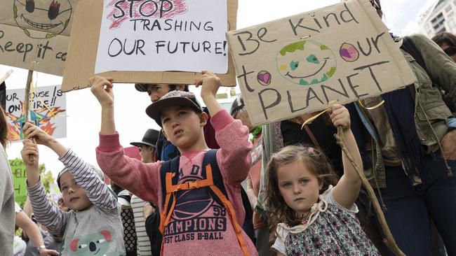 Young climate protesters in Sydney. Picture: Brook Mitchell/Getty Images