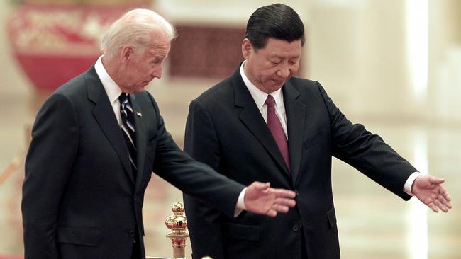 Then-Chinese Vice President Xi Jinping and then-US Vice President Joe Biden during a welcoming ceremony at the Great Hall of the People in Beijing in 2011.