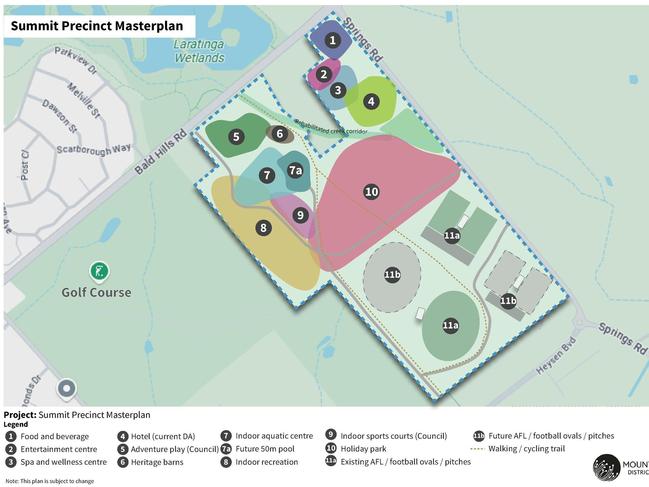 The masterplan for The Summit Sport and Recreation Precinct in Mount Barker. Picture: Mount Barker Council