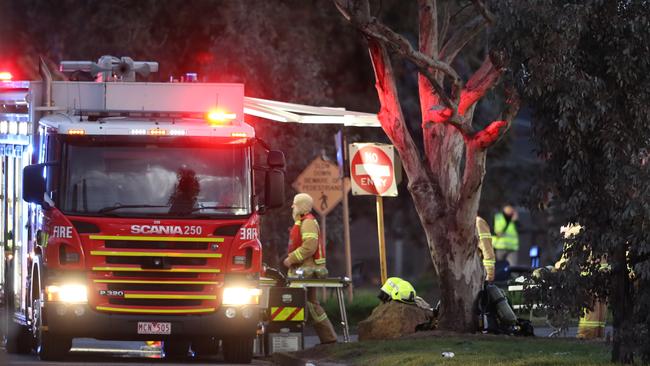 The fire was still smouldering on Thursday morning. Picture: David Crosling