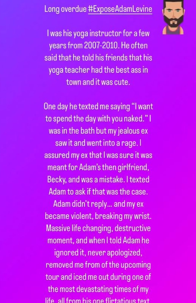 Alanna took to her Instagram story to reveal her encounter with Levine.