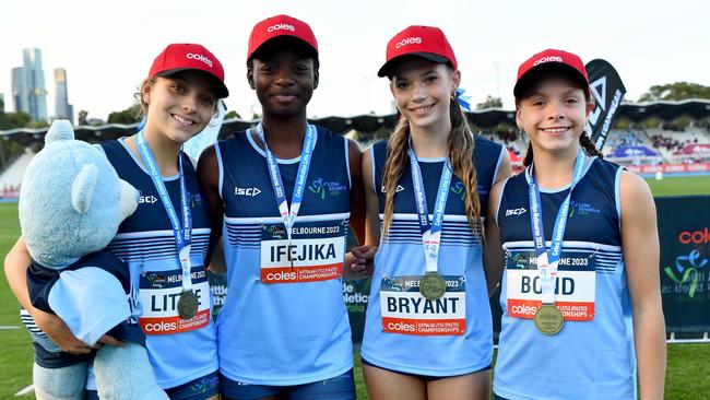 Gold medallists Amalia Bond (NSW), Tayla Bryant (NSW), Allegra Little (NSW) and Ruth Ifejika (NSW).