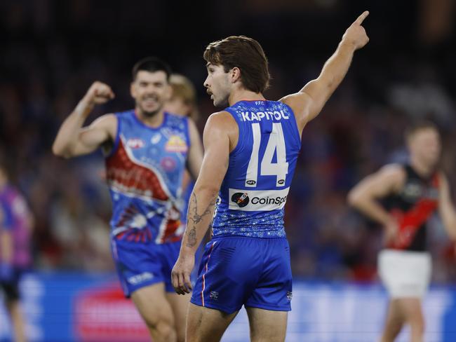 Rhylee West celebrates one of his four goals. Picture: Michael Klein