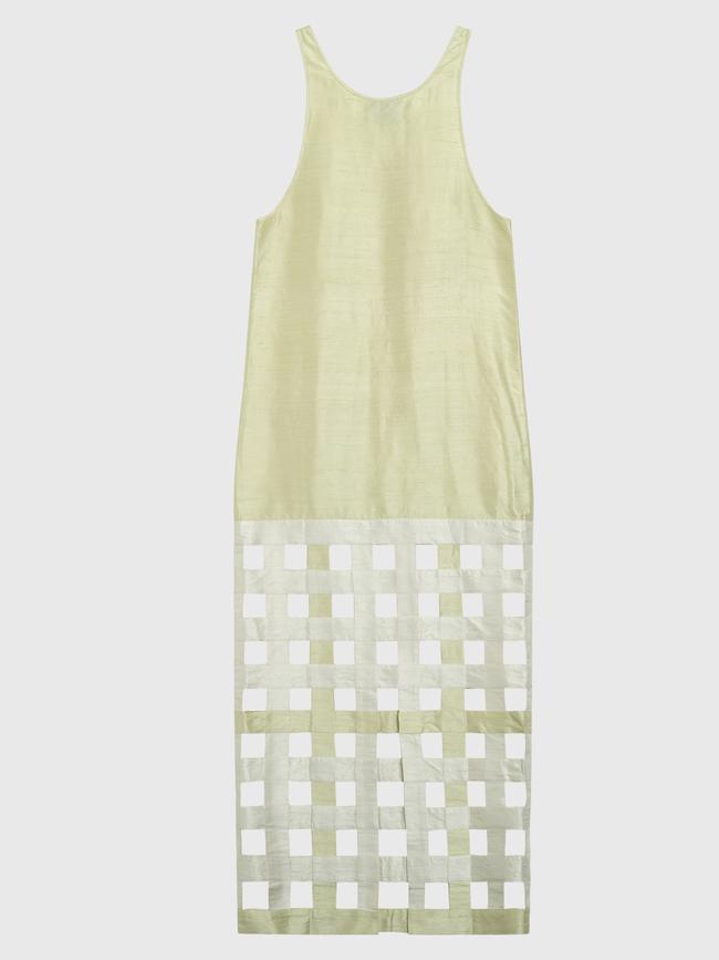 The Lucy Folk Grid dress in silk.