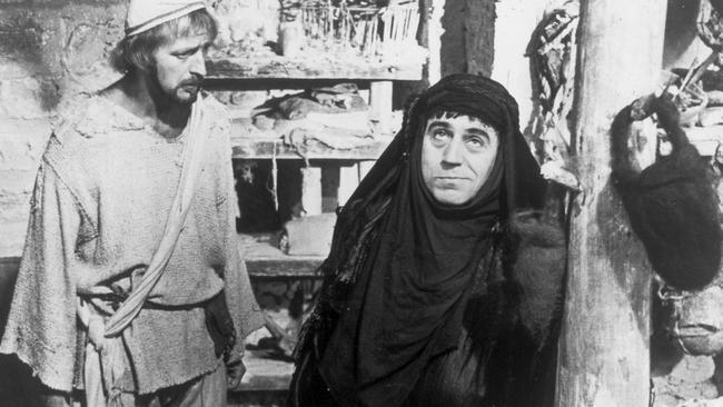 Terry Jones as Brian’s mum with Graham Chapman as Brian in the 1979 movie Life of Brian.